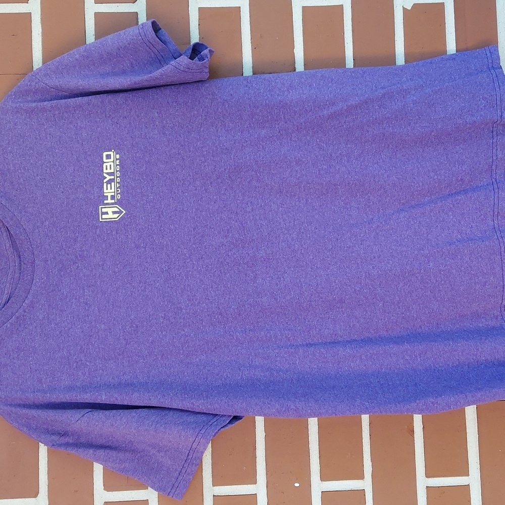 HEYBO Men T-Shirt Fishing Rods Graphic L  Short Sleeve Purple Outdoor